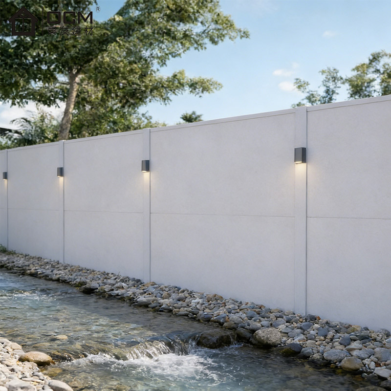 OCM Modular Fencing System Fibre Cement Privacy Fence Panels Outdoor Fireproof Garden Boundary Wall with Aluminium Posts