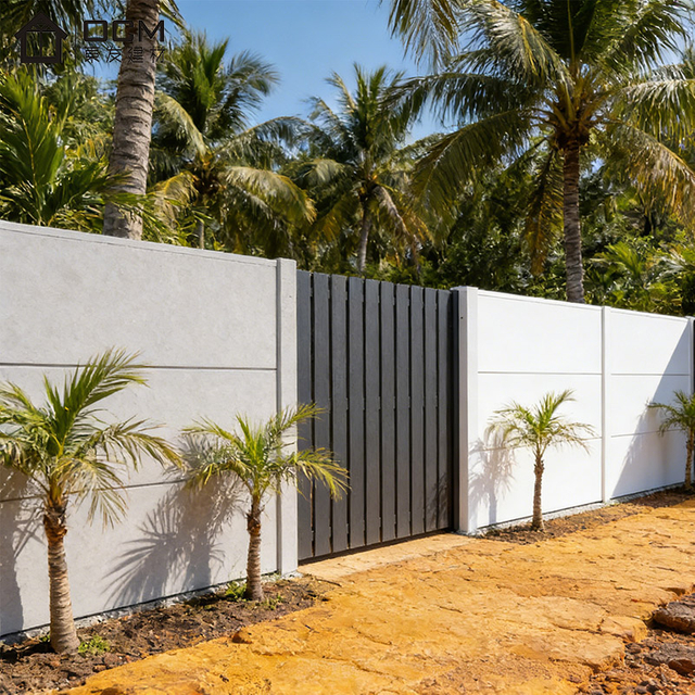 OCM Modular Fencing System Fibre Cement Privacy Fence Panels Outdoor Fireproof Garden Boundary Wall with Aluminium Posts
