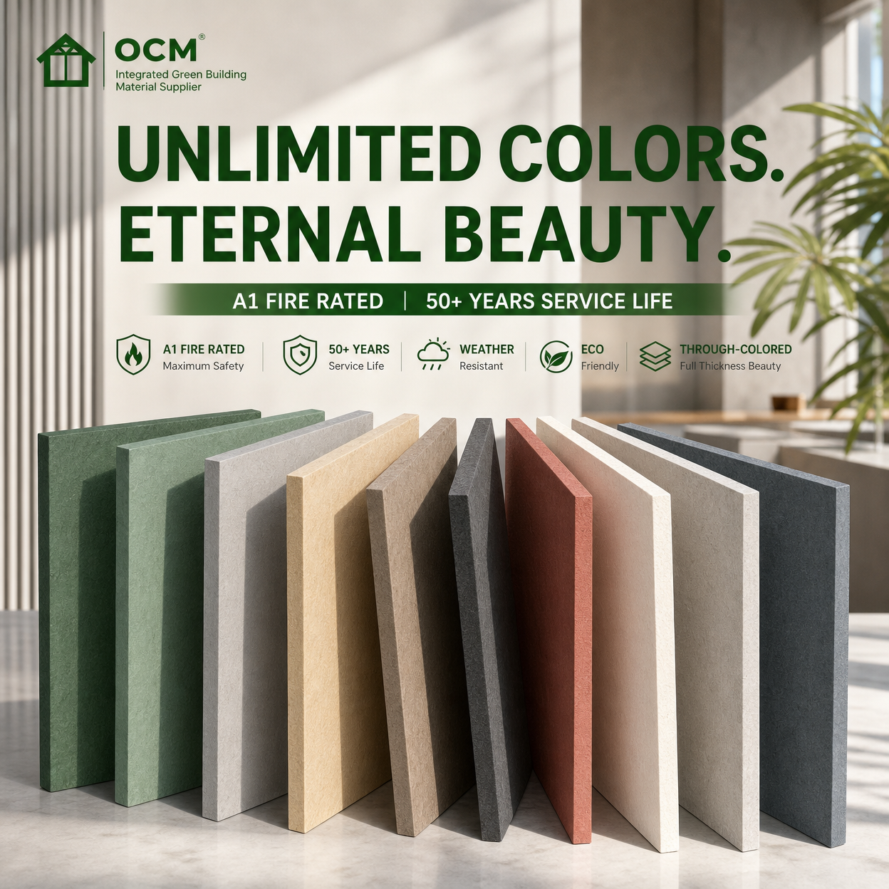 Through-body cement board
