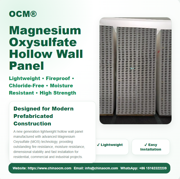 OCM Magnesium Oxysulfate Hollow Wall Panel: The Future of Fireproof Prefabricated Wall Systems